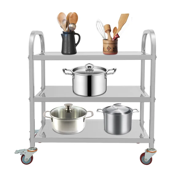 Stainless Steel Commercial Hand Truck Kitchen Trolley Cart with Polish Processing - Image 2