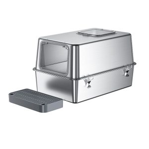 Durable Stainless Steel Cat Litter Box for Odor Control Modern Homes