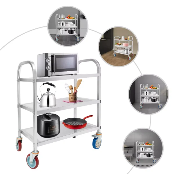 Stainless Steel 3 Layers Beverages Trolley with Polish Procesing for Home Use - Image 2